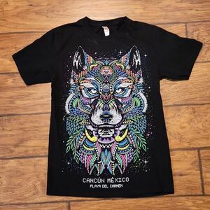 Women's small black short sleeve t-shirt Cancun Mexico Playa Del Carmen